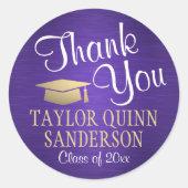 卒業式感謝メッセージ スクリプト 紫と金 ラウンドシール (正面)