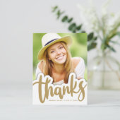 卒業式感謝 | 写真上の手書きデザイン ポストカード (スタンド正面)