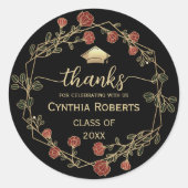 卒業式感謝 赤金花 ラウンドシール (正面)