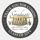 卒業式感謝 黒金と白 ラウンドシール (正面)