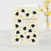 卒業式手書きおめでとう名前をカスタムする カード (黄色い花)
