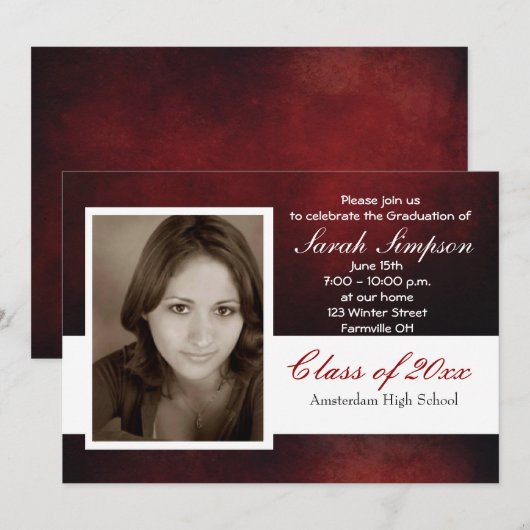 卒業式招待状カード 招待状 (正面/裏面)