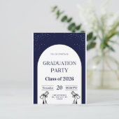 卒業式招待状カード | 現代的な卒業パーティ招待 シーズンポストカード (スタンド正面)