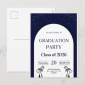 卒業式招待状カード | 現代的な卒業パーティ招待 シーズンポストカード (正面/裏面)