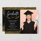 卒業式招待状、おしゃれ、エレガント 招待状 (正面/裏面)