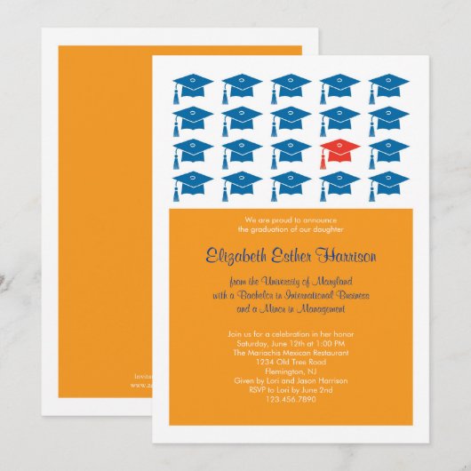 卒業式招待状 キャップ 招待状 (正面/裏面)