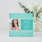 卒業式招待状 フォト ターコイズ柄 招待状 (スタンド正面)