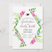 卒業式招待状 フラワーウォーターカラーガーランド ガール 招待状 (正面)