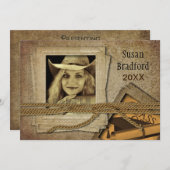 卒業式招待状-ヴィンテージ、写真/年挿入 招待状 (正面/裏面)