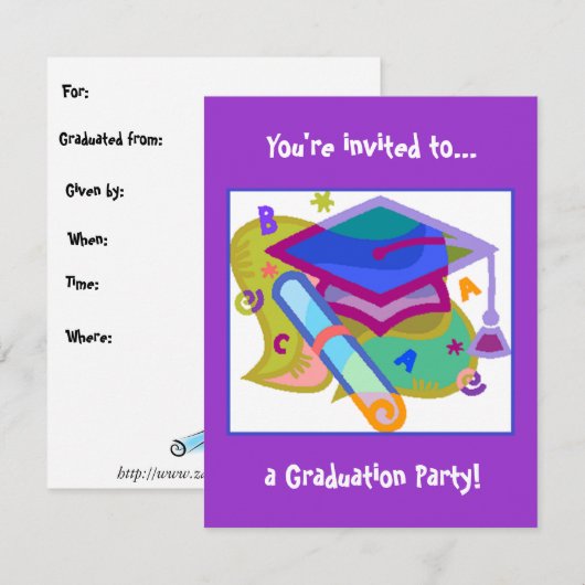 卒業式招待状-中学校 招待状 (正面/裏面)