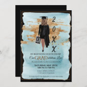 卒業式招待状　女性　肌が白い 招待状 (正面/裏面)