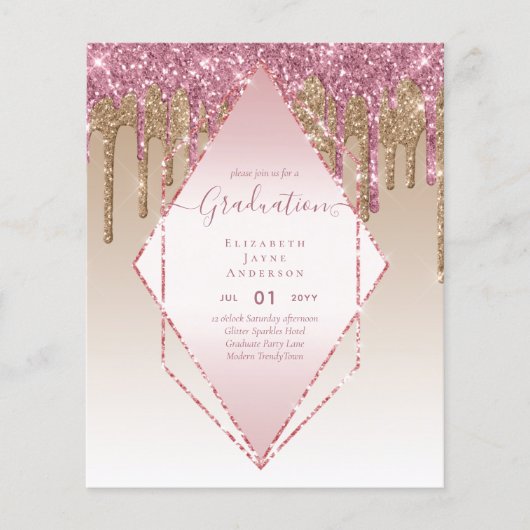 卒業式招待状 – 滴下グリッターグラマガーリーー チラシ (正面)