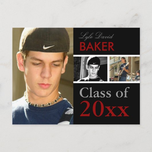 卒業式招待状 | 発表 DIY インビテーションポストカード (正面)