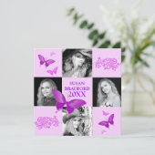 卒業式招待状 - 紫の蝶 - 写真付き 招待状 (スタンド正面)