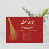 卒業式招待状 - 赤と金の招待状 招待状 (スタンド正面)