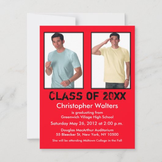 卒業式招待状 赤 2 画像を追加 招待状 (正面)