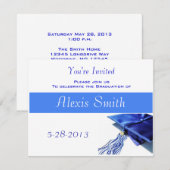 卒業式招待状 - 青い帽子とタッセル 招待状 (正面/裏面)