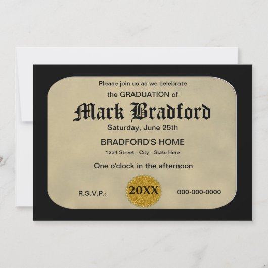 卒業式招待状 - 額縁入り証明書 招待状 (正面)