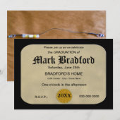 卒業式招待状 - 額縁入り証明書 招待状 (正面/裏面)