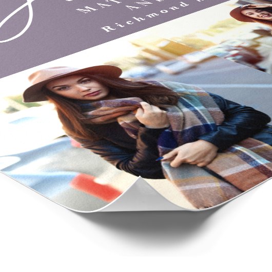 卒業式数々の贈りモダン写真エレガント紫 ポスター (角)