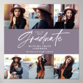 卒業式数々の贈りモダン写真エレガント紫 ポスター (正面)