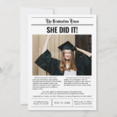 卒業式新聞 卒業パーティー 招待状 (裏面)