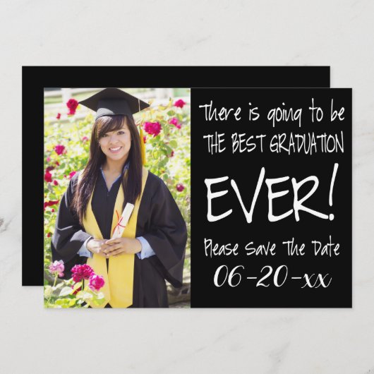 卒業式最高ので日付の写真を取りモダン除く セーブザデート (正面/裏面)