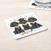 卒業式標準プードル犬 スクエアペーパーコースター (アングル)