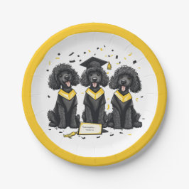 卒業式標準プードル犬 ペーパープレート