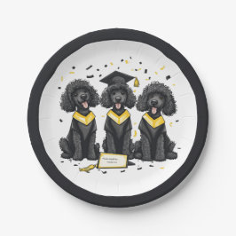 卒業式標準プードル犬 ペーパープレート