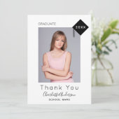 卒業式白黒モダン感謝してい写真 サンキューカード (スタンド正面)