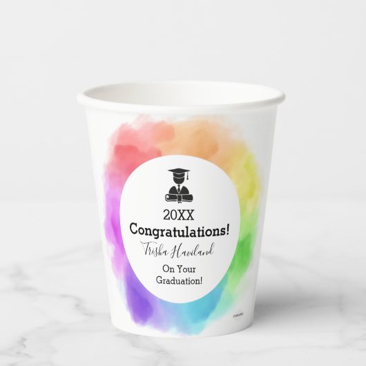 卒業式紙カップ水彩HAMbyWG 紙コップ (正面)