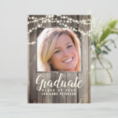 卒業式素朴ウッドシープラップストリングライトフォト 案内状 (スタンド正面)