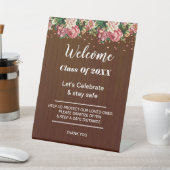 卒業式素朴ダークウッドフローラパーティー安全性 台座サイン (インサイチュ)