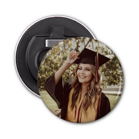 卒業式素朴パーティパーソナライズされたの写真と名前 栓抜き (正面)