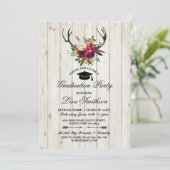 卒業式素朴パーティフローラ〔雄ジカの〕枝角スタック招待状 招待状 (スタンド正面)