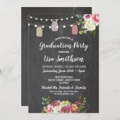 卒業式素朴パーティージャースチョークフラワーズ招待状 招待状 (正面/裏面)