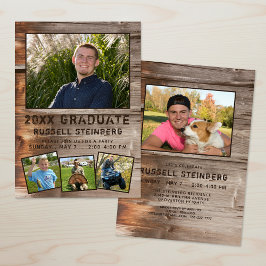 卒業式素朴木材5フォト招待状 招待状