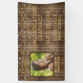 卒業式素朴木製ストリングライト写真 横断幕 (縦)