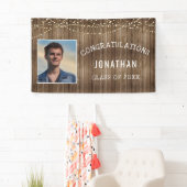 卒業式素朴木製ストリングラパーソナライズされたイト 横断幕 (インサイチュ)