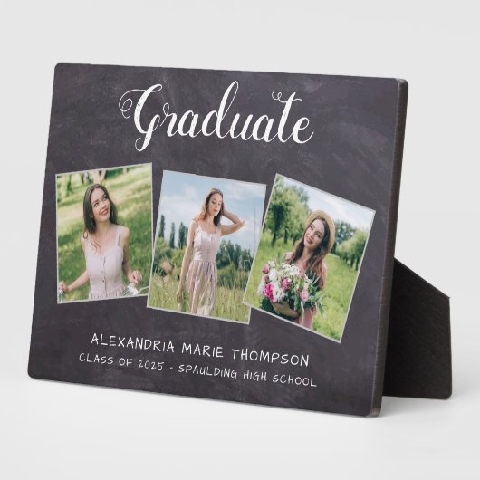 卒業式素朴3フォトグレー黒板卒業生 フォトプラーク (側面)