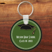 卒業式記念緑色学校カラー キーホルダー (正面)
