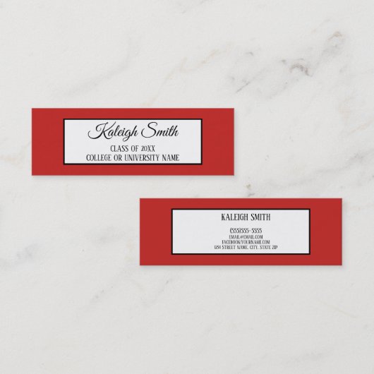 卒業式赤と白の名前カードの挿入 コーリングカード (正面/裏面)