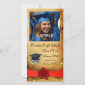 卒業式赤褐色ワックスシールモノグラム 案内状 (正面)