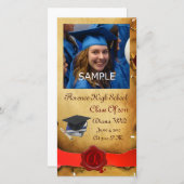 卒業式赤褐色ワックスシールモノグラム 案内状 (正面/裏面)