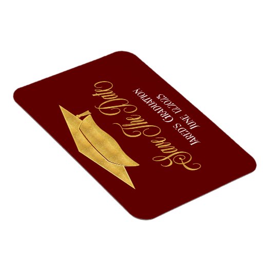 卒業式金ゴールドのフェイク発表日を保存 マグネット (右側)