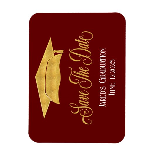 卒業式金ゴールドのフェイク発表日を保存 マグネット (縦)