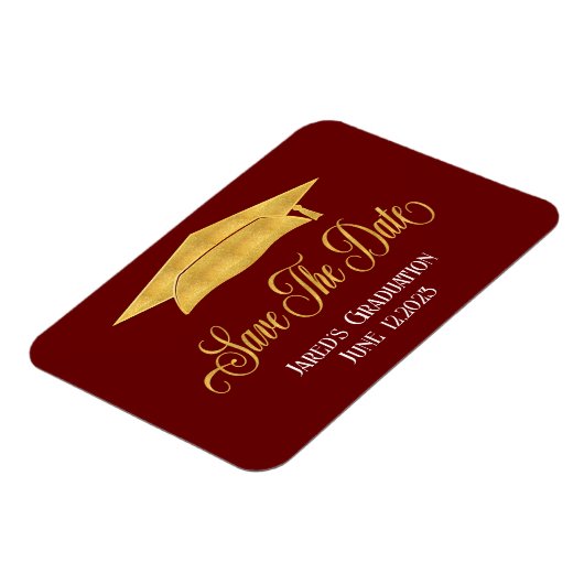 卒業式金ゴールドのフェイク発表日を保存 マグネット (左側)