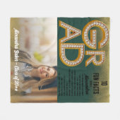 卒業式金ゴールドグリッターおもしろいファクト写真クラス フリースブランケット (正面(横))