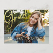 卒業式金ゴールド書道シンプル2枚写真 ポストカード (正面)